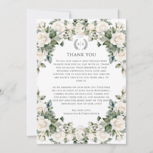 Tuin bruiloft groen en Rozen dank u Bedankkaart (Voorkant)