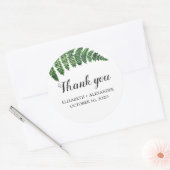 Tuin bruiloft gunst dank u. Bosgroene varen Ronde Sticker (Envelop)