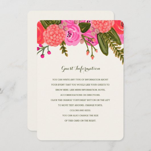  tuin bruiloft invoegen informatiekaartje (Voorkant / Achterkant)