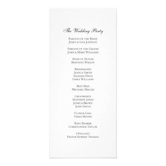 Tuin bruiloft programma. Zwart-wit botanisch Reclamekaart (Achterkant)