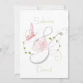 Tuin bruiloft roze lelies bruiloft kaart (Voorkant)