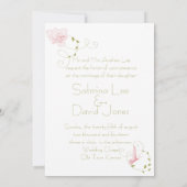 Tuin bruiloft roze lelies bruiloft kaart (Achterkant)