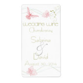 Tuin bruiloft roze lelies bruiloft wijn etiket (Voorkant)