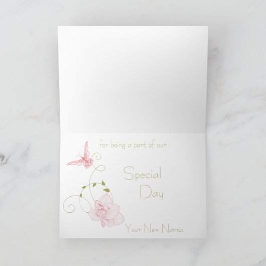 Tuin bruiloft roze lelies dank u kaart (Binnen)