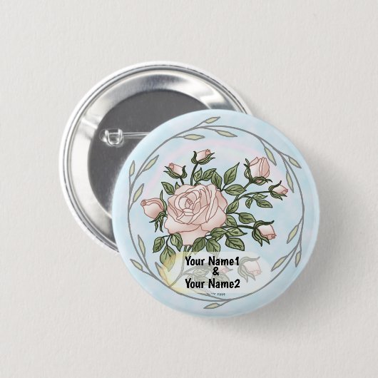 Tuin bruiloft rozen ronde button 5,7 cm (Voorkant /achterkant)