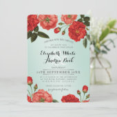 TUIN BRUILOFT UITNODIGEN rode rozen bloemenmunt Kaart (Staand voorkant)