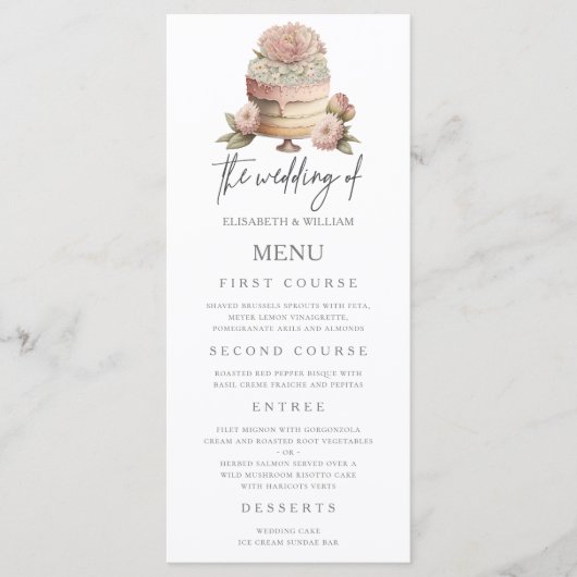 Tuin bruiloft waterverf menu (Voorkant)