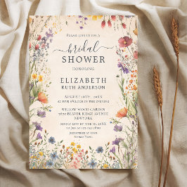 Tuin bruiloftsborrel met vintage wilde bloemen kaart