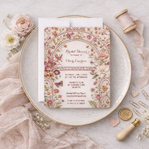 Tuin bruiloftsfeest met vintage bloemen kaart