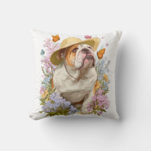 Tuin Bulldog � Bloemige Grappige Hond Kussen