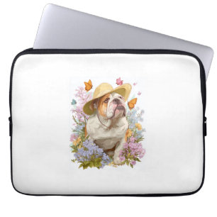 Tuin Bulldog � Bloemige Grappige Hond Laptop Sleeve
