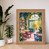 Tuin Café | Botanische Aquarel Schildering Poster