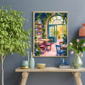 Tuin Café | Botanische Aquarel Schildering Poster