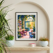 Tuin Café | Botanische Aquarel Schildering Poster