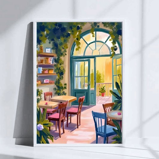 Tuin Café | Botanische Aquarel Schildering Poster