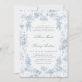 Tuin Chateau Blue Toile Classic Wedding Kaart (Voorkant)