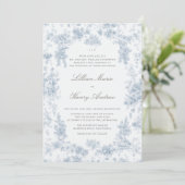 Tuin Chateau Blue Toile Classic Wedding Kaart (Staand voorkant)