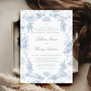 Tuin Chateau Blue Toile Classic Wedding Kaart