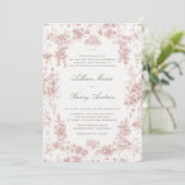  Tuin Chateau Roze Toile Classic Wedding Kaart (Staand voorkant)