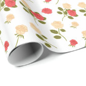 Tuin Chic Vrouwelijke Rode Crème Rozen Floral Cadeaupapier (Rol Hoek)
