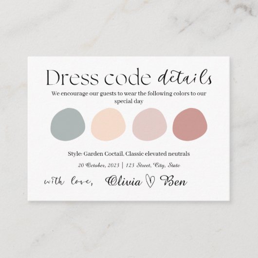 Tuin Cocktail Trouwjurk Code Invoegen Informatiekaartje (Voorkant)