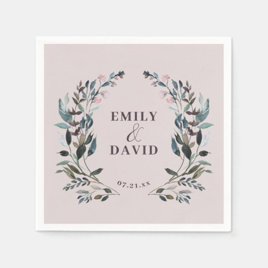 Tuin Crest Bloemenbruiloft Mauve Paarse Servet (Voorkant)