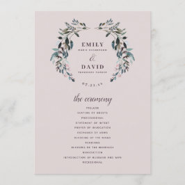 Tuin Crest Mauve Paarse Bloemen Trouwceremonie Programmakaart