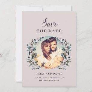 Tuin Crest Mauve Paarse bruiloft Bloemen Foto Save The Date