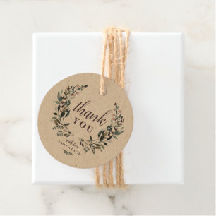 Tuin Crest Rustieke Kraft Bloemen Bruiloft Dank u Bedankjes Labels