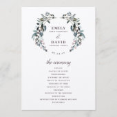 Tuin Crest Rustieke Kraft Bloemen Huwelijksceremon Programmakaart (Voorkant)