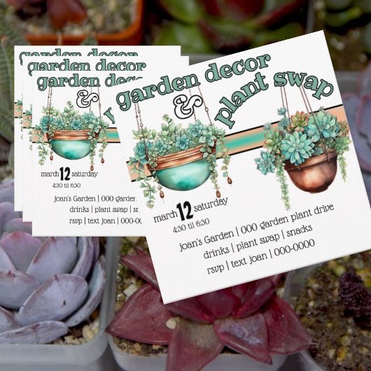 Tuin Decor en Plant Swap Spring Party Kaart