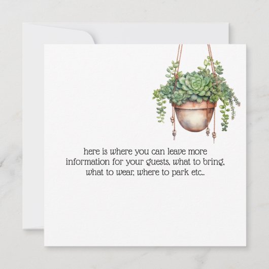 Tuin Decor en Plant Swap Spring Party Kaart (Achterkant)