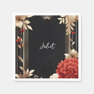 Tuin Diamant Rood Zwart En Goud Bruidsdouche Servet