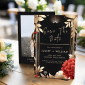 Tuin Diamond Rood Zwart En Goud Bruiloft Save The Date