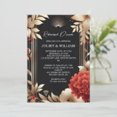 Tuin Diamond Rood Zwart En Goud Repetitie Diner Kaart (Staand voorkant)