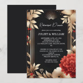 Tuin Diamond Rood Zwart En Goud Repetitie Diner Kaart (Voorkant / Achterkant)