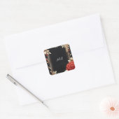 Tuin Diamond Rood Zwart en Goud Vrijgezellenfeest Vierkante Sticker (Envelop)