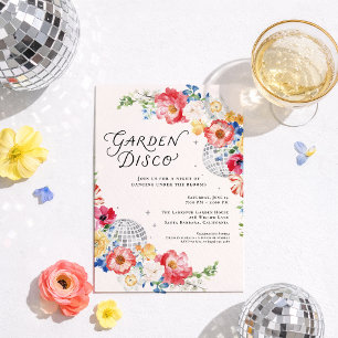 Tuin Disco Bloemen Feest Uitnodiging