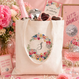 Tuin Disco Bloemenfeest Initialen Tote Bag