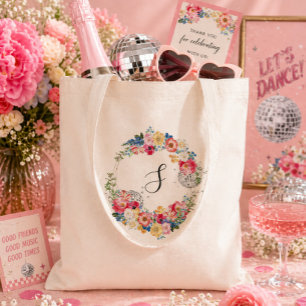 Tuin Disco Bloemenfeest Initialen Tote Bag