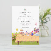 Tuin eettafel natuur bruiloft kaart (Staand voorkant)