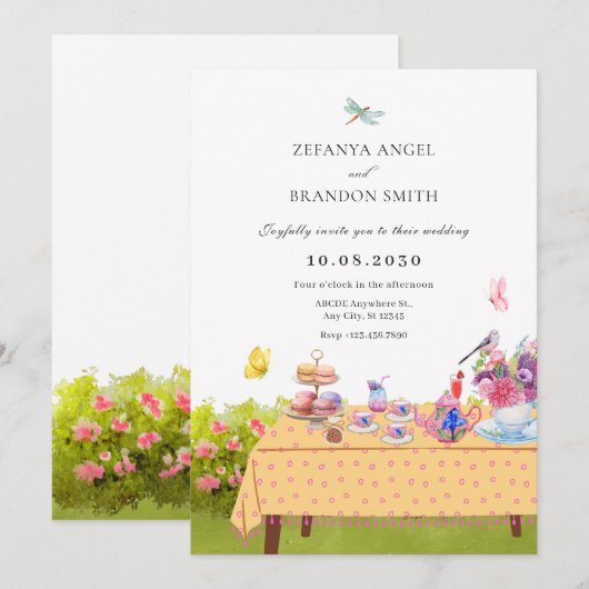 Tuin eettafel natuur bruiloft kaart (Voorkant / Achterkant)