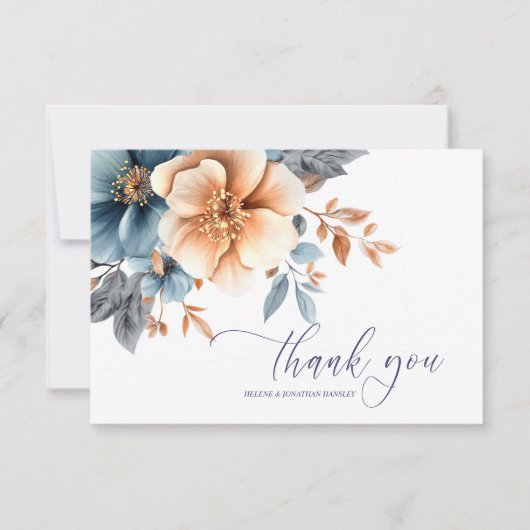 Tuin Elegante Dusty Blue Terracotta Wedding Bedankkaart (Voorkant)