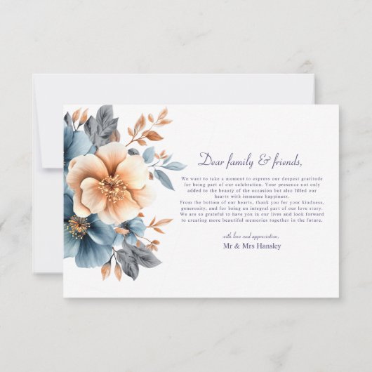 Tuin Elegante Dusty Blue Terracotta Wedding Bedankkaart (Achterkant)