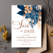 Tuin Elegante Navy Blue Sinaasappel Bloemen Huweli Save The Date