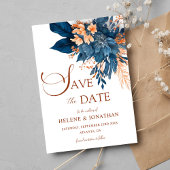 Tuin Elegante Navy Blue Sinaasappel Bloemen Huweli Save The Date