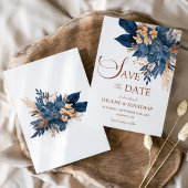 Tuin Elegante Navy Blue Sinaasappel Bloemen Huweli Save The Date