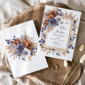 Tuin Elegante Waterverf Dusty Blue Rust Wedding Kaart