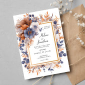 Tuin Elegante Waterverf Dusty Blue Rust Wedding Kaart