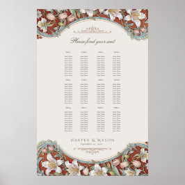 Tuin Elegantie Bloemstuk Bruiloft Zitplaatsenkaart Poster
